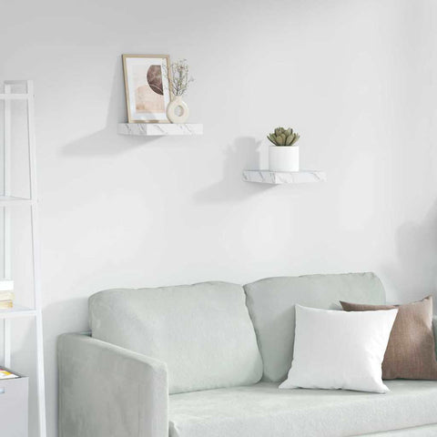 vidaXL Wall Shelf 2 pcs White Marble 23 x 23.5 x 4 cm Engineered Wood
