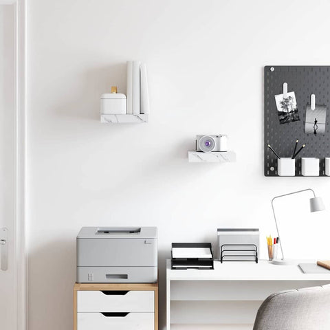 vidaXL Wall Shelf 2 pcs White Marble 23 x 23.5 x 4 cm Engineered Wood