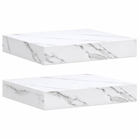 vidaXL Wall Shelf 2 pcs White Marble 23 x 23.5 x 4 cm Engineered Wood