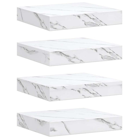 vidaXL Wall Shelf 4 pcs White Marble 23 x 23.5 x 4 cm Engineered Wood