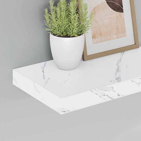 vidaXL Wall Shelf White Marble 40 x 23.5 x 4 cm Engineered Wood