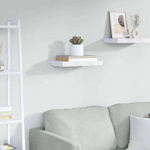 vidaXL Wall Shelf White Marble 40 x 23.5 x 4 cm Engineered Wood