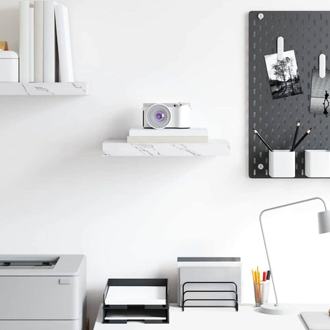 vidaXL Wall Shelf White Marble 40 x 23.5 x 4 cm Engineered Wood