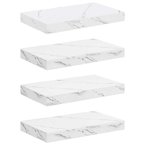 vidaXL Wall Shelf 4 pcs White Marble 40 x 23.5 x 4 cm Engineered Wood