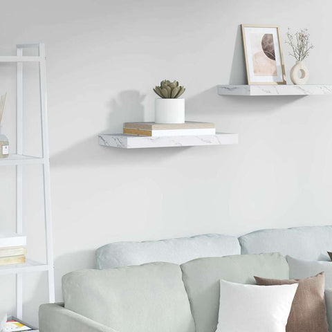 vidaXL Wall Shelf White Marble 50 x 23 x 4 cm Engineered Wood