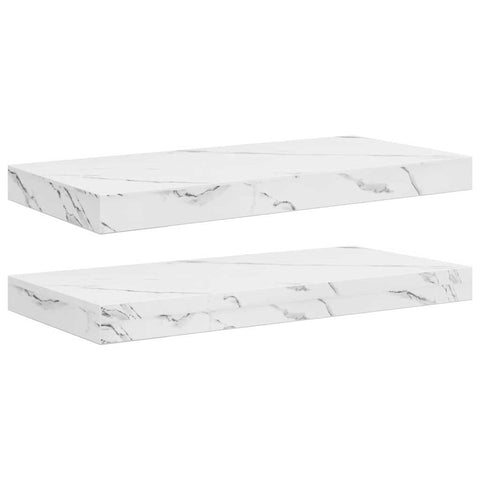 vidaXL Wall Shelf 2 pcs White Marble 50 x 23.5 x 4 cm Engineered Wood