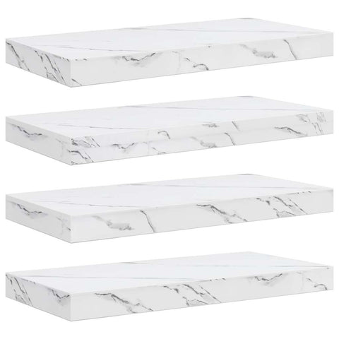 vidaXL Wall Shelf 4 pcs White Marble 50 x 23.5 x 4 cm Engineered Wood