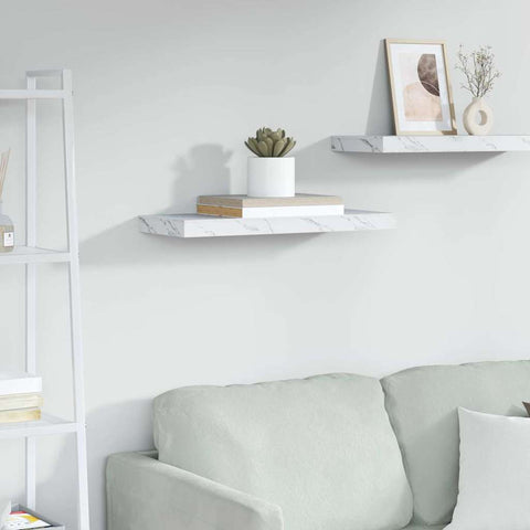 vidaXL Wall Shelf White Marble 60 x 23 x 4 cm Engineered Wood