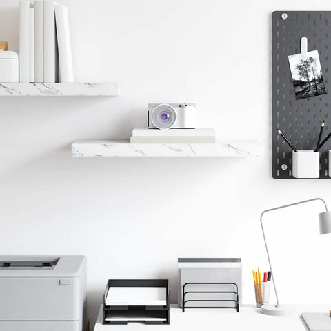 vidaXL Wall Shelf White Marble 60 x 23 x 4 cm Engineered Wood