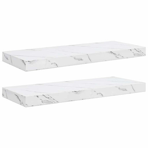 vidaXL Wall Shelf 2 pcs White Marble 60 x 23.5 x 4 cm Engineered Wood