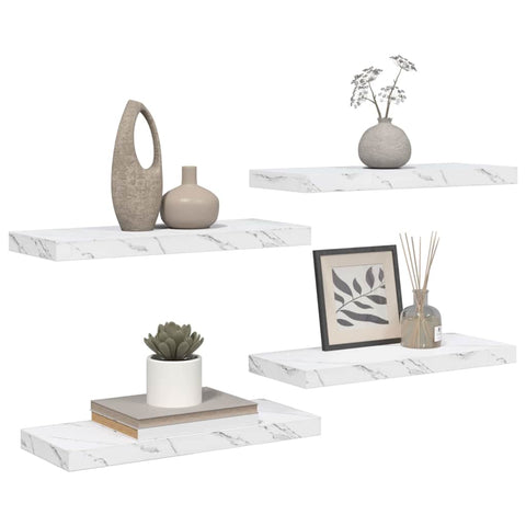vidaXL Wall Shelf 4 pcs White Marble 60 x 23 x 4 cm Engineered Wood