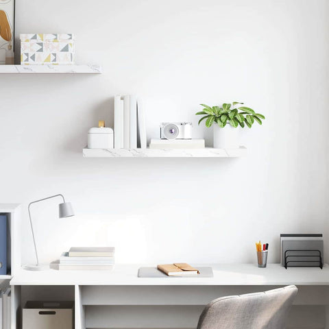 vidaXL Wall Shelf White Marble 80 x 23.5 x 4 cm Engineered Wood