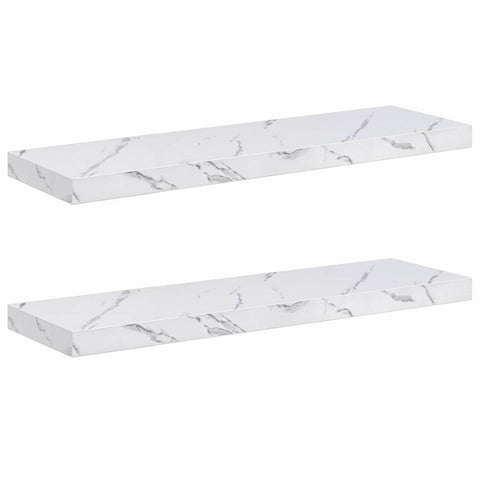 vidaXL Wall Shelf 2 pcs White Marble 80 x 23.5 x 4 cm Engineered Wood