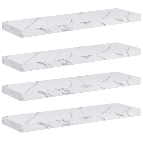 vidaXL Wall Shelf 4 pcs White Marble 90 x 23.5 x 4 cm Engineered Wood