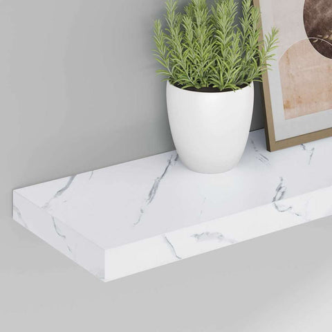 vidaXL Wall Shelf 2 pcs White Marble 120 x 23.5 x 4 cm Engineered Wood