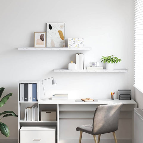 vidaXL Wall Shelf 2 pcs White Marble 120 x 23.5 x 4 cm Engineered Wood