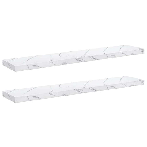 vidaXL Wall Shelf 2 pcs White Marble 120 x 23.5 x 4 cm Engineered Wood