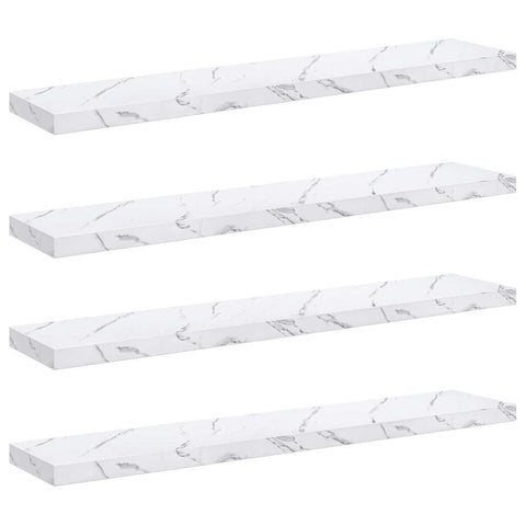 vidaXL Wall Shelf 4 pcs White Marble 120 x 23.5 x 4 cm Engineered Wood