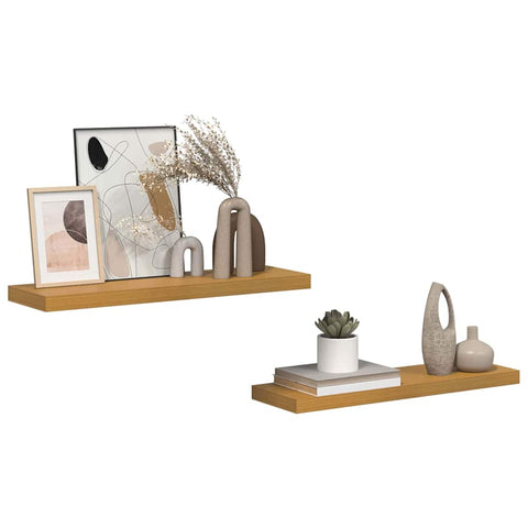 vidaXL Wall Shelf 2 pcs Beige 90 x 23.5 x 4 cm Engineered Wood