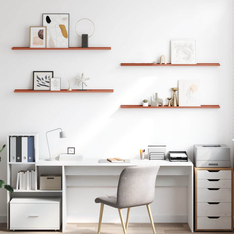 vidaXL Wall Shelf with Shelf 4 pcs Red 115 x 9 x 3 cm Engineered Wood