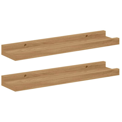 vidaXL Wall Shelf with Shelf 2 pcs Brown 40 x 9 x 3 cm Engineered Wood