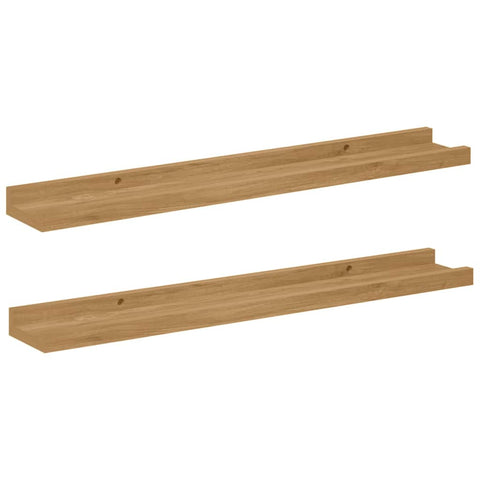 vidaXL Wall Shelf with Shelf 2 pcs Brown 60 x 9 x 3 cm Engineered Wood