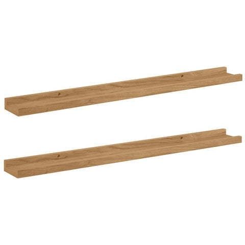 vidaXL Wall Shelf with Shelf 2 pcs Brown 80 x 9 x 3 cm Engineered Wood