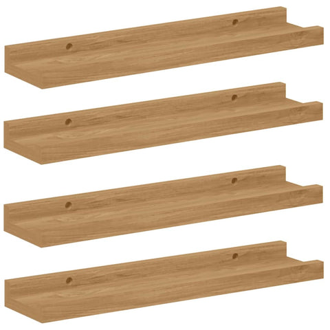vidaXL Wall Shelf with Shelf 4 pcs Brown 40 x 9 x 3 cm Engineered Wood