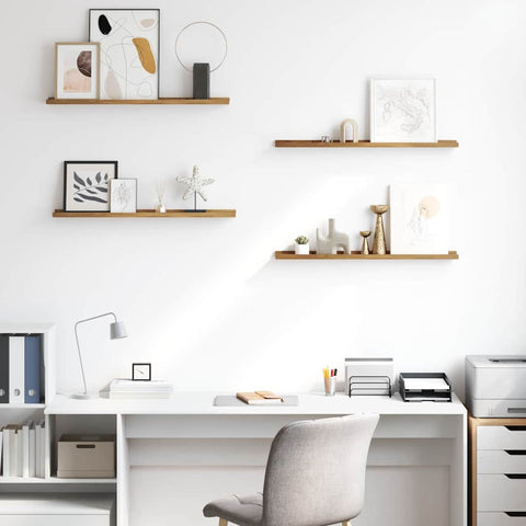 vidaXL Wall Shelf with Shelf 4 pcs Brown 80 x 9 x 3 cm Engineered Wood