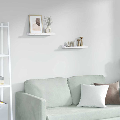 vidaXL Wall Shelf 2 pcs White Marble 40 x 9 x 3 cm Engineered Wood