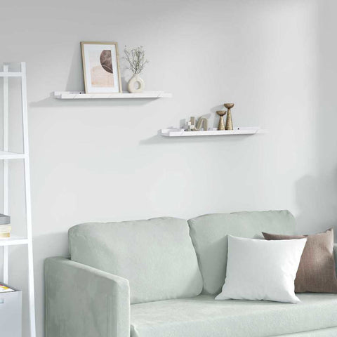 vidaXL Wall Shelf 2 pcs White Marble 60 x 9 x 3 cm Engineered Wood