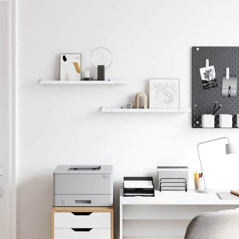 vidaXL Wall Shelf 2 pcs White Marble 60 x 9 x 3 cm Engineered Wood