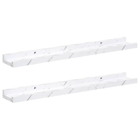 vidaXL Wall Shelf 2 pcs White Marble 60 x 9 x 3 cm Engineered Wood