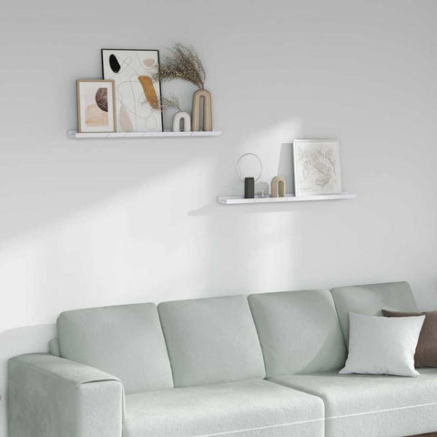 vidaXL Wall Shelf 2 pcs White Marble 80 x 9 x 3 cm Engineered Wood