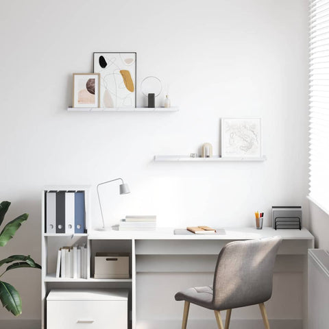 vidaXL Wall Shelf 2 pcs White Marble 80 x 9 x 3 cm Engineered Wood