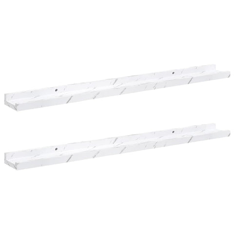 vidaXL Wall Shelf 2 pcs White Marble 80 x 9 x 3 cm Engineered Wood