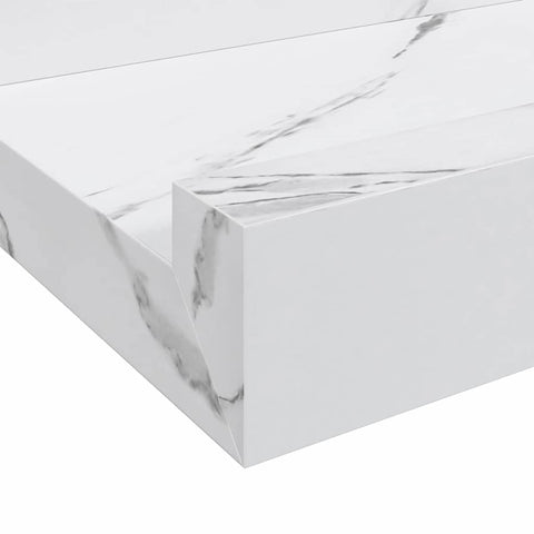 vidaXL Wall Shelf 2 pcs White Marble 100 x 9 x 3 cm Engineered Wood