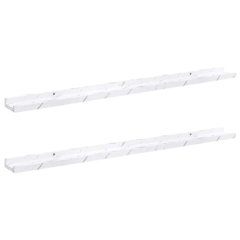 vidaXL Wall Shelf 2 pcs White Marble 100 x 9 x 3 cm Engineered Wood