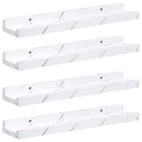 vidaXL Wall Shelf 4 pcs White Marble 40 x 9 x 3 cm Engineered Wood