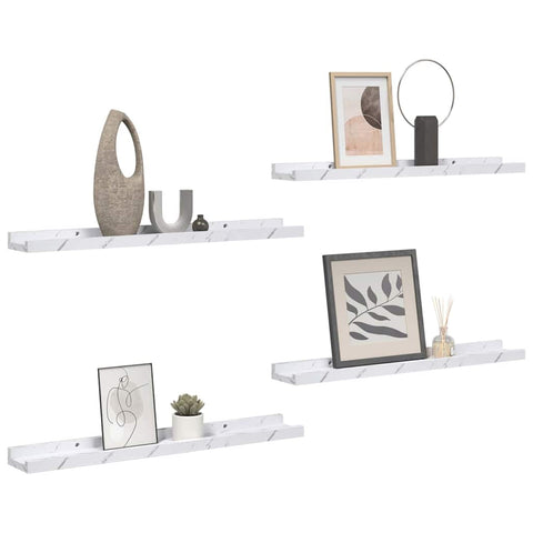 vidaXL Wall Shelf 4 pcs White Marble 40 x 9 x 3 cm Engineered Wood