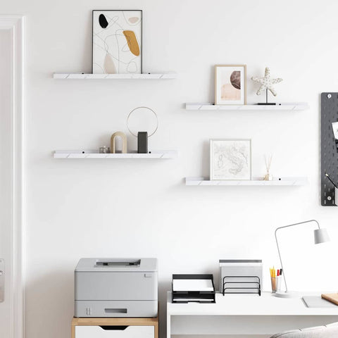 vidaXL Wall Shelf 4 pcs White Marble 60 x 9 x 3 cm Engineered Wood