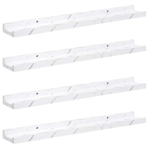 vidaXL Wall Shelf 4 pcs White Marble 60 x 9 x 3 cm Engineered Wood