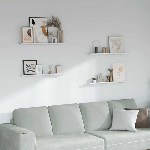 vidaXL Wall Shelf 4 pcs White Marble 80 x 9 x 3 cm Engineered Wood