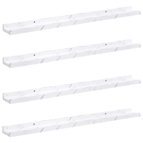 vidaXL Wall Shelf 4 pcs White Marble 80 x 9 x 3 cm Engineered Wood