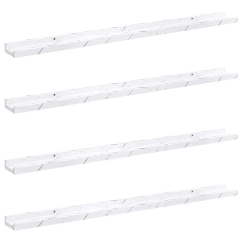 vidaXL Wall Shelf 4 pcs White Marble 100 x 9 x 3 cm Engineered Wood