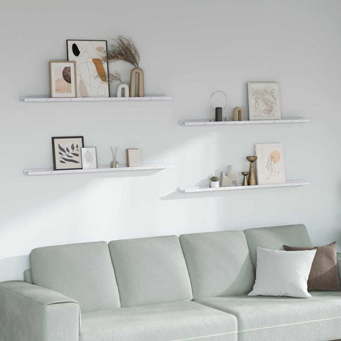 vidaXL Wall Shelf 4 pcs White Marble 115 x 9 x 3 cm Engineered Wood