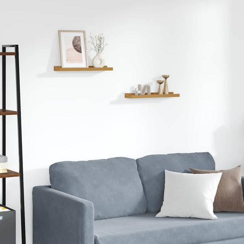 vidaXL Wall Shelf with Shelf 2 pcs Beige 40 x 9 x 3 cm Engineered Wood