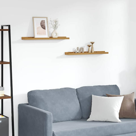 vidaXL Wall Shelf with Shelf 2 pcs Beige 60 x 9 x 3 cm Engineered Wood