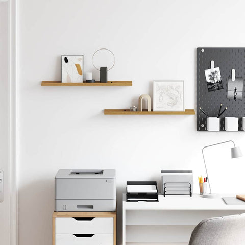 vidaXL Wall Shelf with Shelf 2 pcs Beige 60 x 9 x 3 cm Engineered Wood