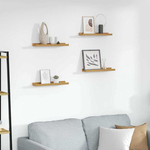 vidaXL Wall Shelf with Shelf 4 pcs Beige 40 x 9 x 3 cm Engineered Wood